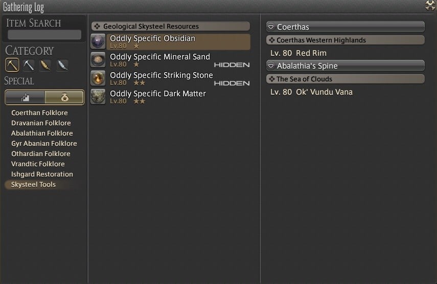 FFXIV Patch 5.25 Skysteel Tools Guide, Oddly Specific Ressources - Millenium